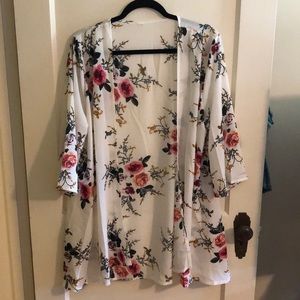 Kimono-like, Egg Shell, Floral cardigan